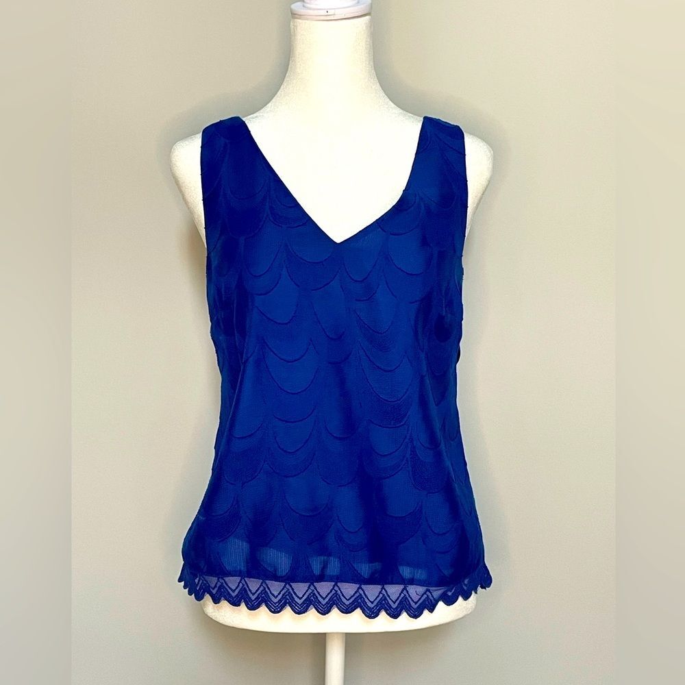 PETITE Royal Blue Embroidered Blouse